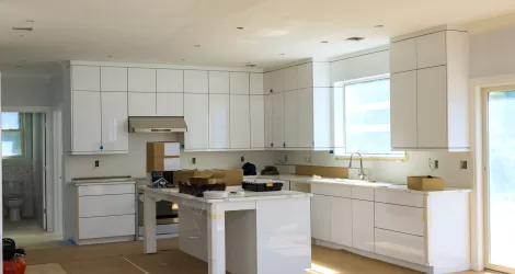 Remodel home improvement view installed in a new furniture in kitchen